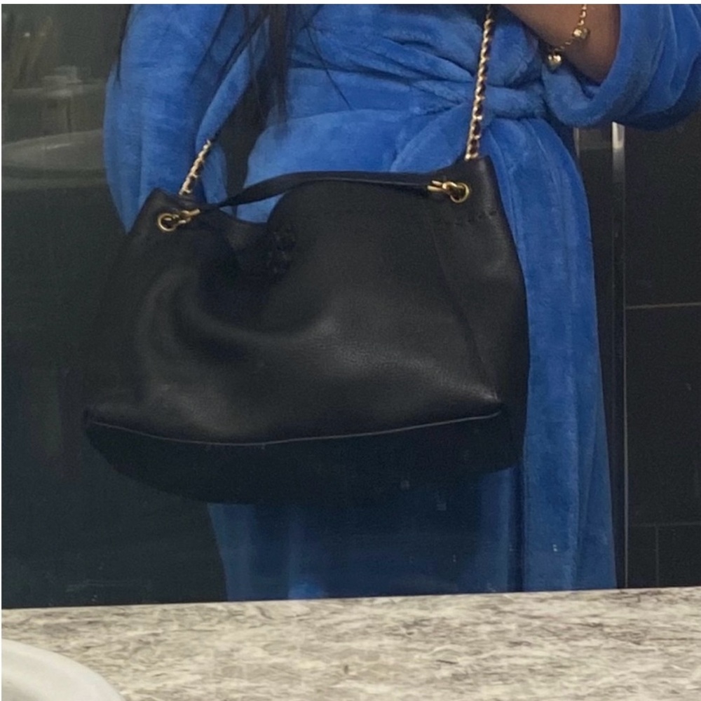 Tory Burch Mc Graw Black Leather Tote Bag - Picture 6 of 8